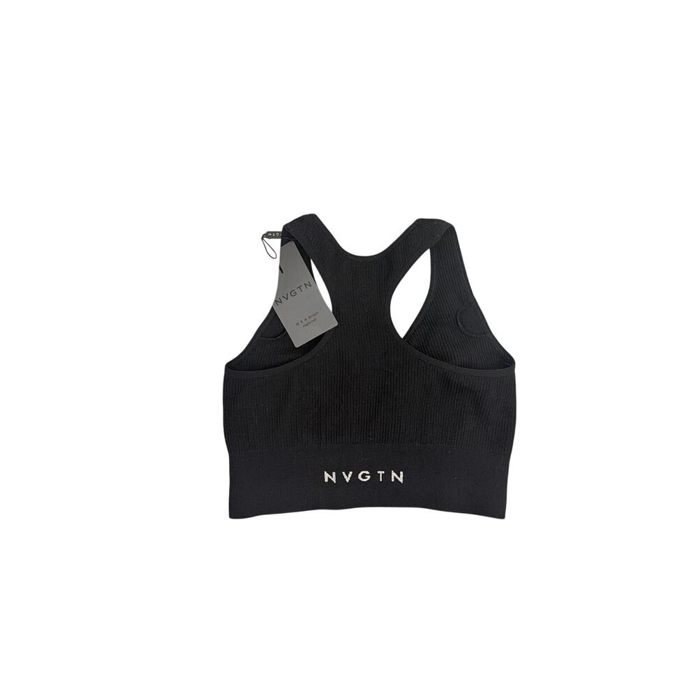NWT NVGTN Ruched Front Racerback Seamless Sports Bra Black Size Small